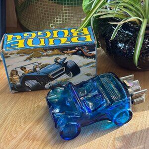 Avon Dune Buggy Glass Bottle Decanter, Blue, Vintage Circa 1970s